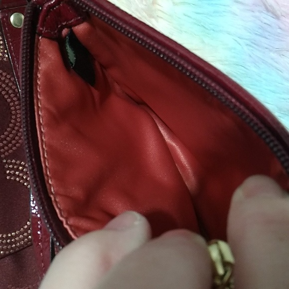 SALE! Auth Coach Sophia Mad Dotted Art Dark Red/Gold Bag & NWT Wristlet Bundle - Picture 8 of 16